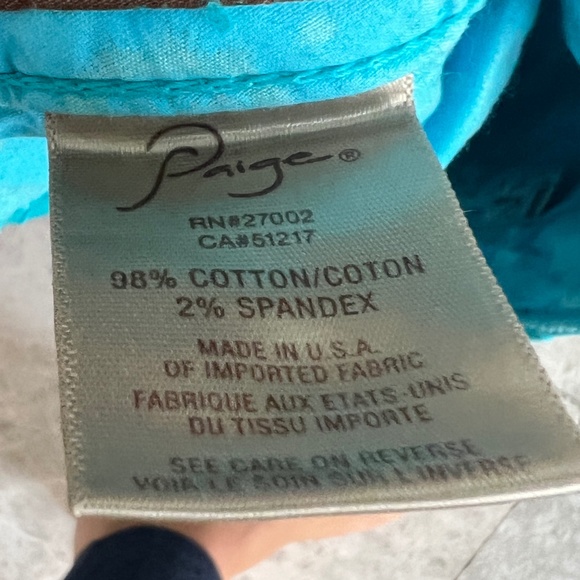 Paige Roxie Capri, Teal Size 26 - Picture 3 of 4